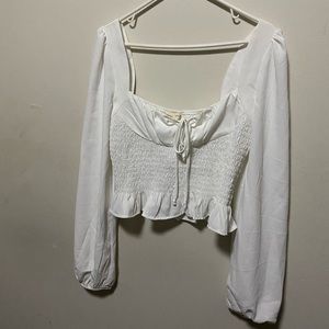 PACSUN WHITE CROP PEASANT TOP
